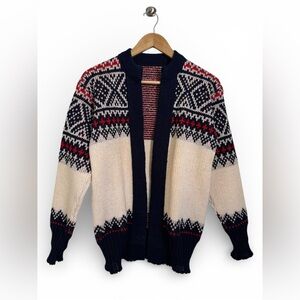 Chunky Nordic Wool Cardigan Scandinavian Knit Size 16